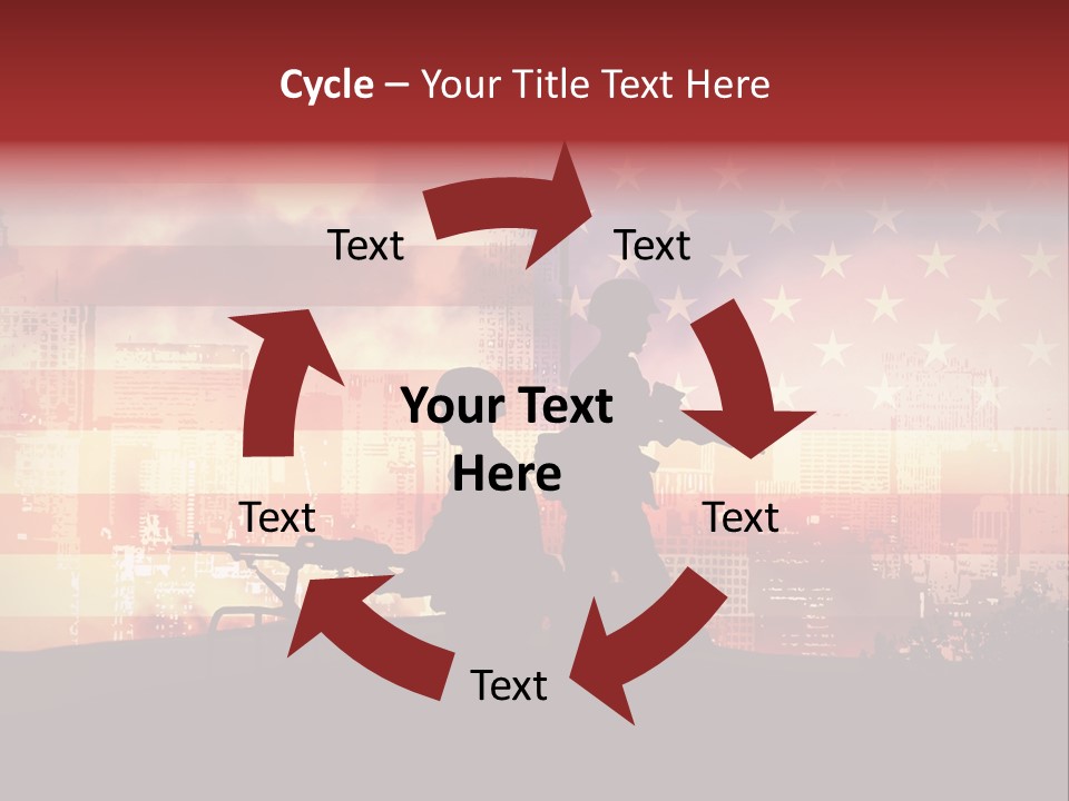 Two Soldiers With Guns In Front Of An American Flag PowerPoint Template