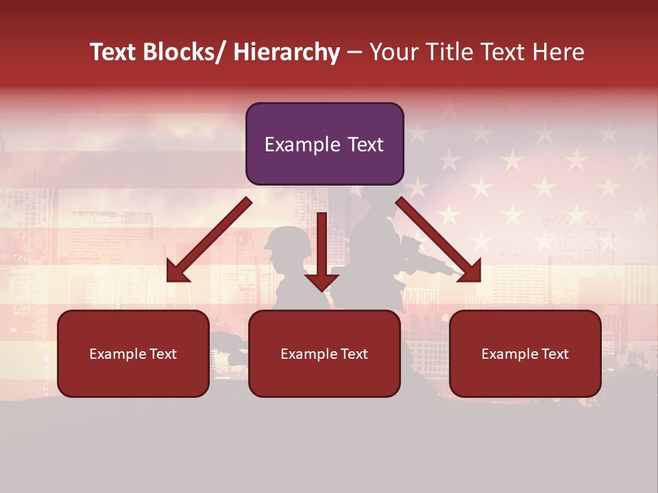 Two Soldiers With Guns In Front Of An American Flag PowerPoint Template
