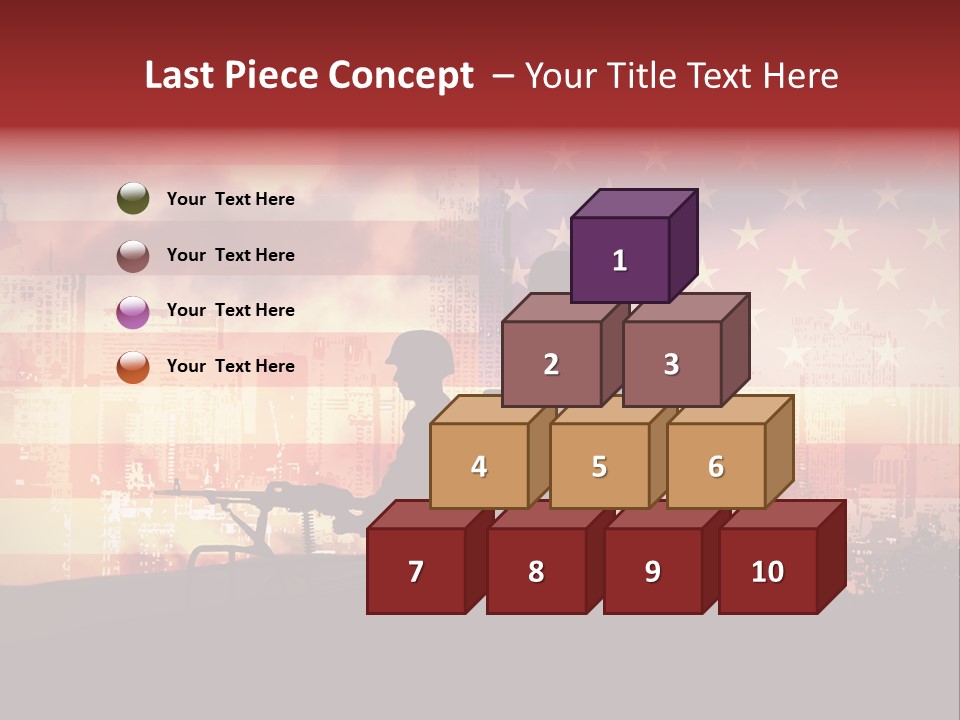 Two Soldiers With Guns In Front Of An American Flag PowerPoint Template