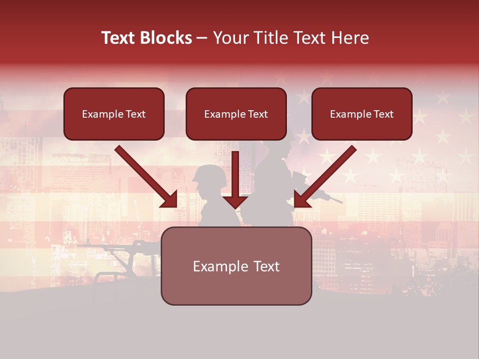 Two Soldiers With Guns In Front Of An American Flag PowerPoint Template