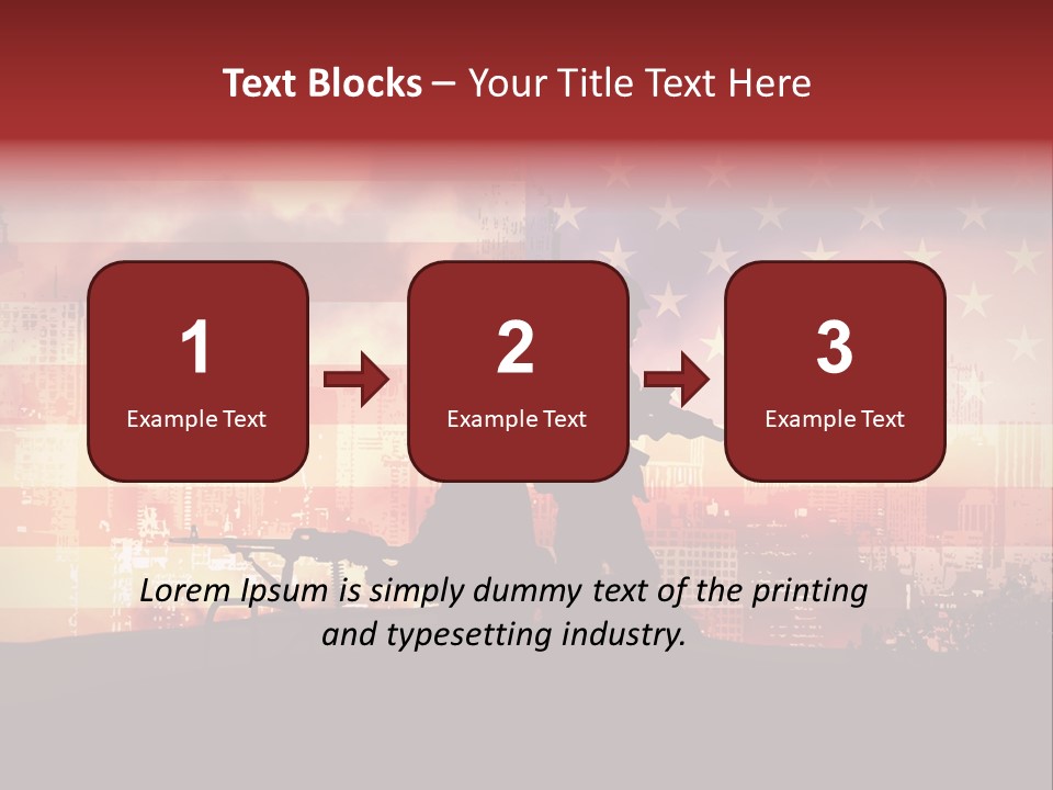 Two Soldiers With Guns In Front Of An American Flag PowerPoint Template