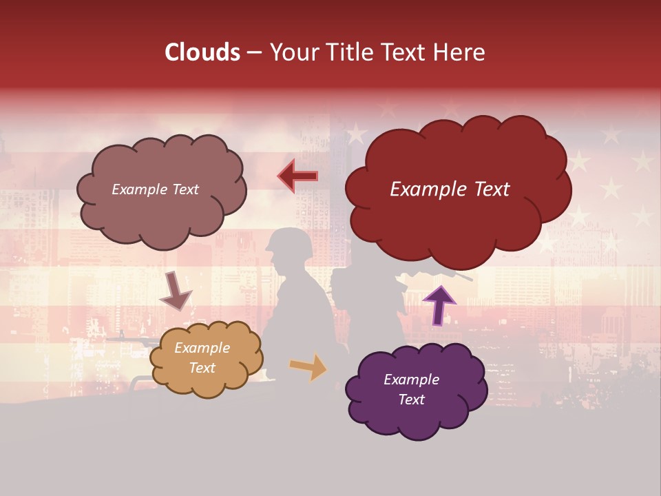 Two Soldiers With Guns In Front Of An American Flag PowerPoint Template