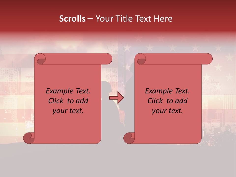 Two Soldiers With Guns In Front Of An American Flag PowerPoint Template