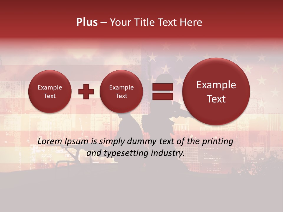 Two Soldiers With Guns In Front Of An American Flag PowerPoint Template