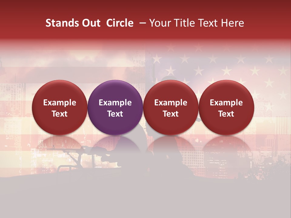 Two Soldiers With Guns In Front Of An American Flag PowerPoint Template