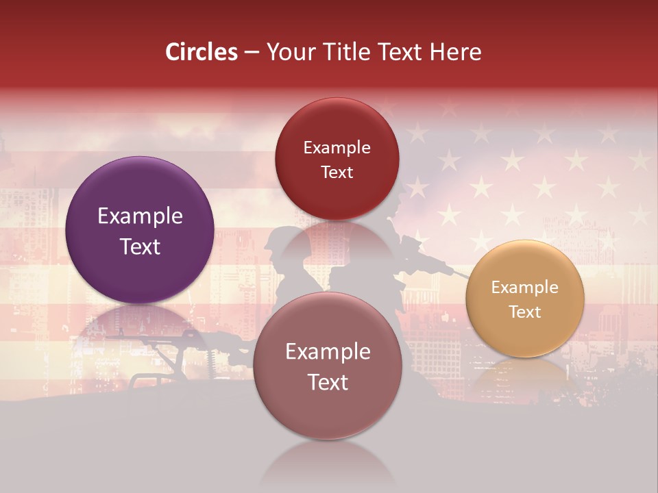 Two Soldiers With Guns In Front Of An American Flag PowerPoint Template