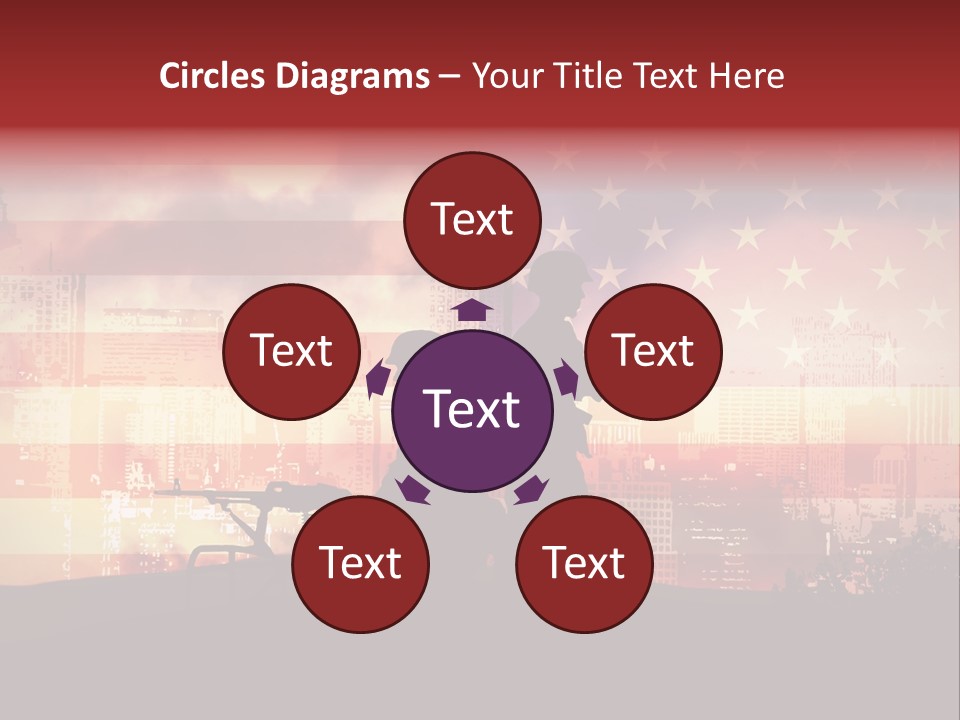 Two Soldiers With Guns In Front Of An American Flag PowerPoint Template