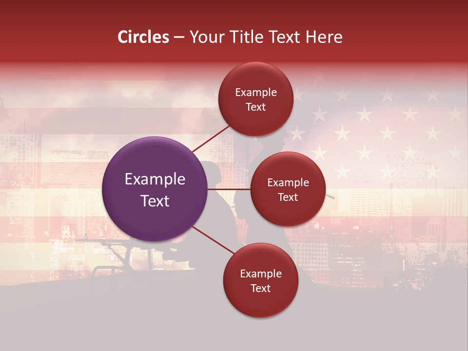 Two Soldiers With Guns In Front Of An American Flag PowerPoint Template