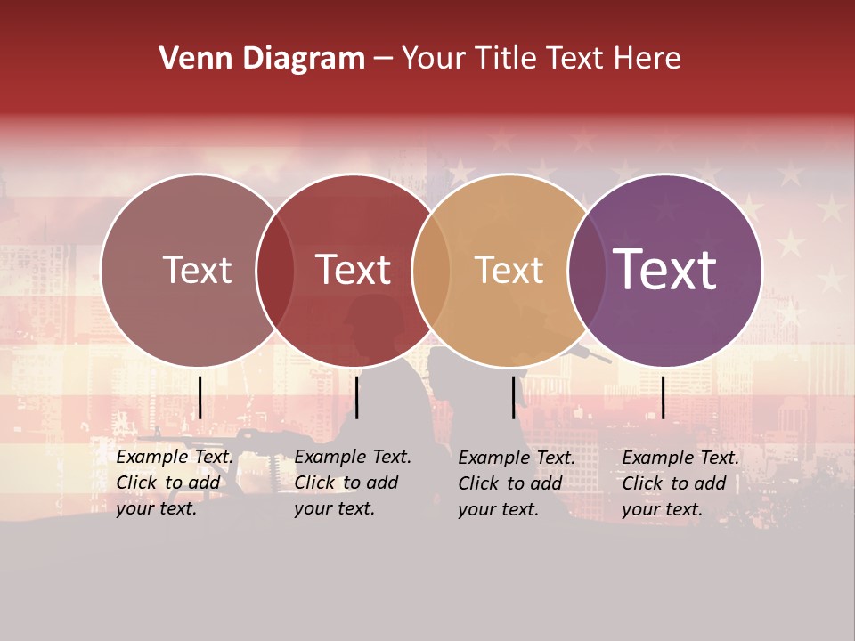 Two Soldiers With Guns In Front Of An American Flag PowerPoint Template