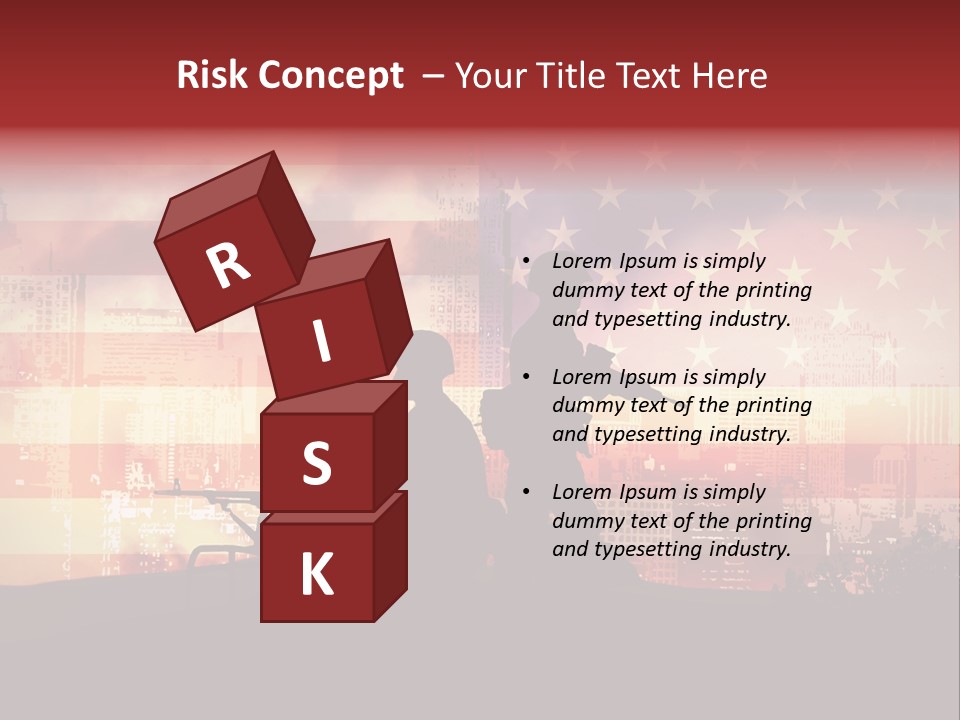 Two Soldiers With Guns In Front Of An American Flag PowerPoint Template