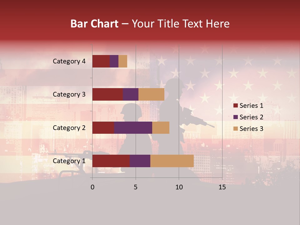 Two Soldiers With Guns In Front Of An American Flag PowerPoint Template