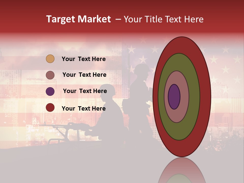 Two Soldiers With Guns In Front Of An American Flag PowerPoint Template