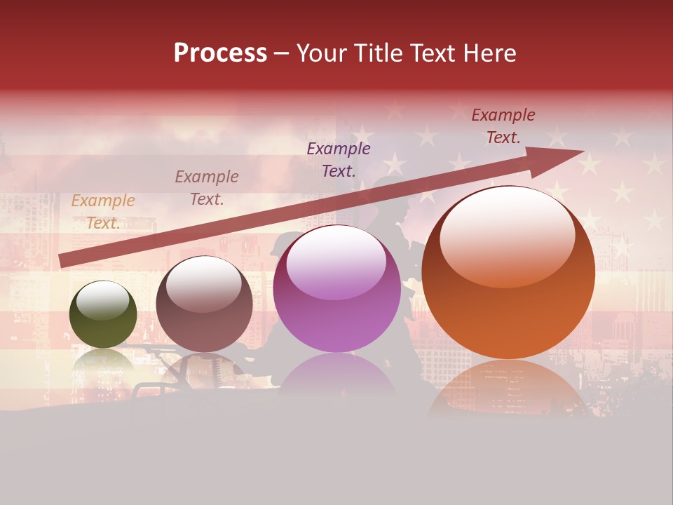 Two Soldiers With Guns In Front Of An American Flag PowerPoint Template