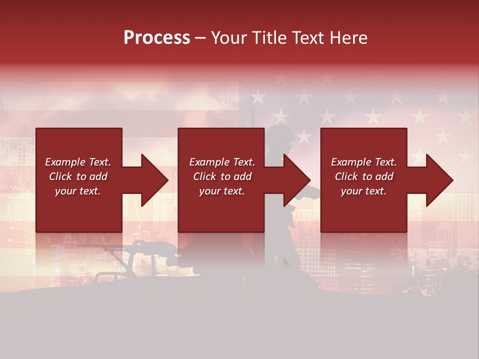 Two Soldiers With Guns In Front Of An American Flag PowerPoint Template