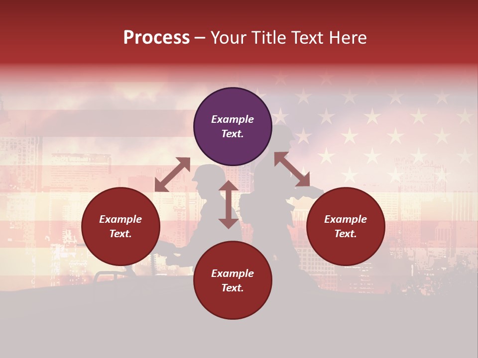 Two Soldiers With Guns In Front Of An American Flag PowerPoint Template