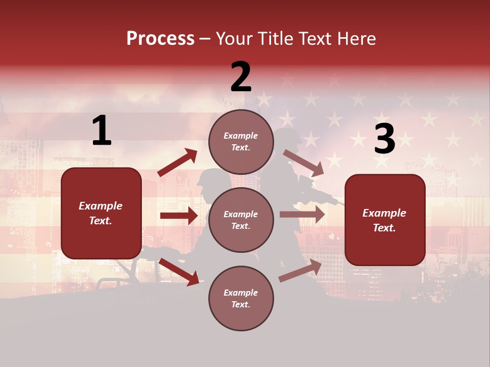 Two Soldiers With Guns In Front Of An American Flag PowerPoint Template
