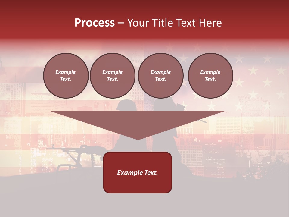 Two Soldiers With Guns In Front Of An American Flag PowerPoint Template