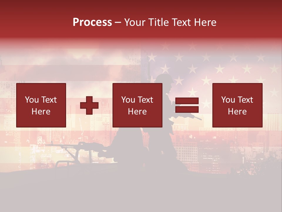 Two Soldiers With Guns In Front Of An American Flag PowerPoint Template