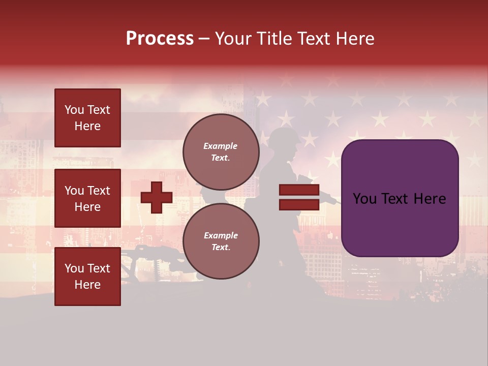 Two Soldiers With Guns In Front Of An American Flag PowerPoint Template