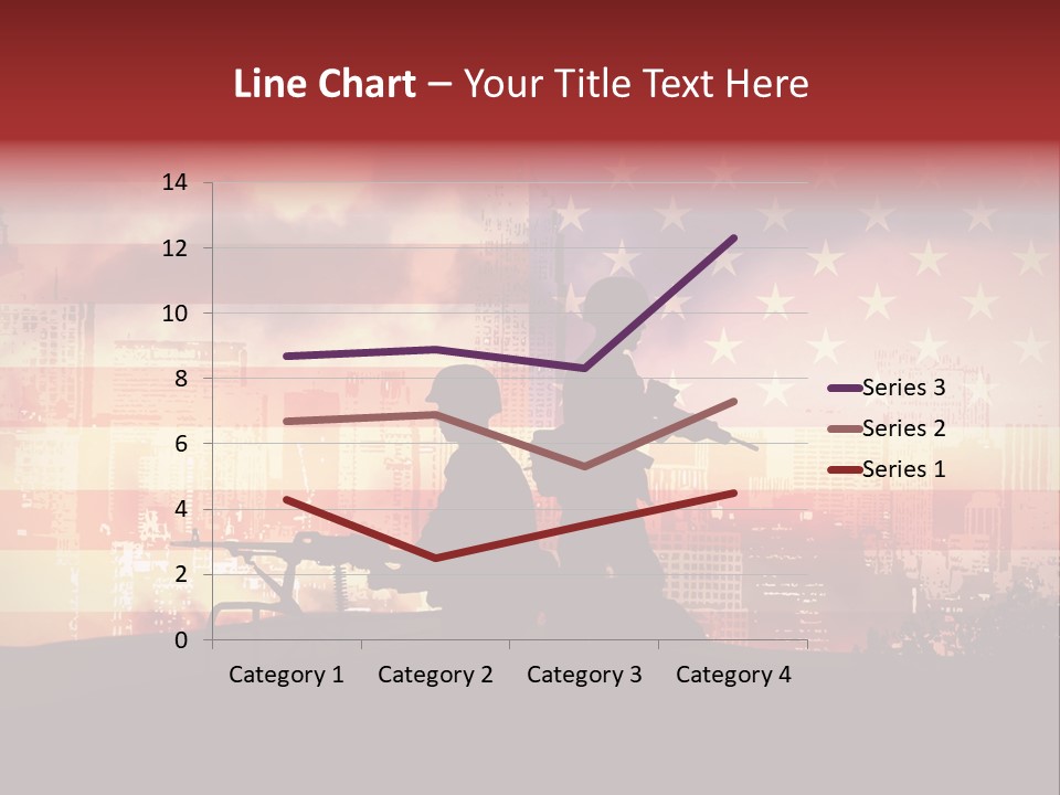 Two Soldiers With Guns In Front Of An American Flag PowerPoint Template