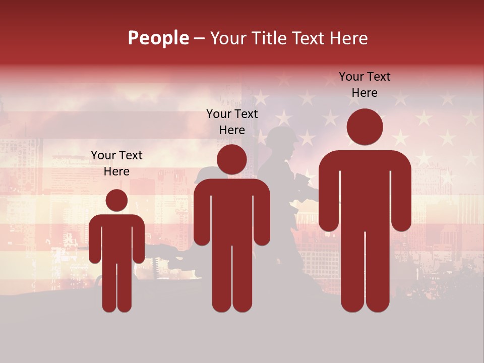 Two Soldiers With Guns In Front Of An American Flag PowerPoint Template