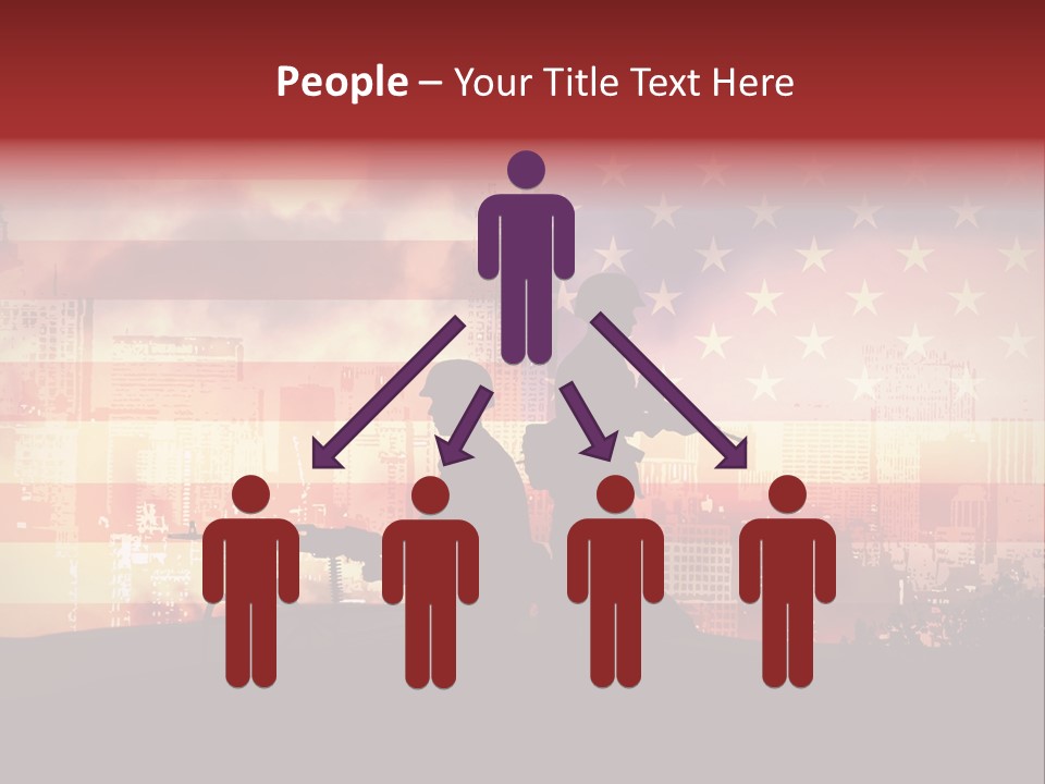 Two Soldiers With Guns In Front Of An American Flag PowerPoint Template