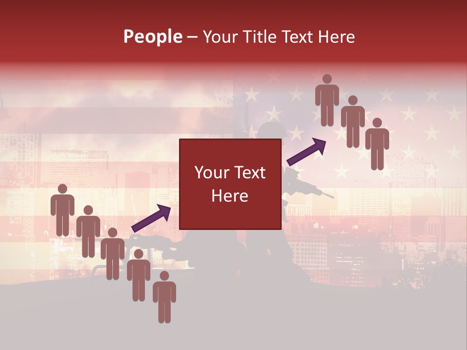 Two Soldiers With Guns In Front Of An American Flag PowerPoint Template