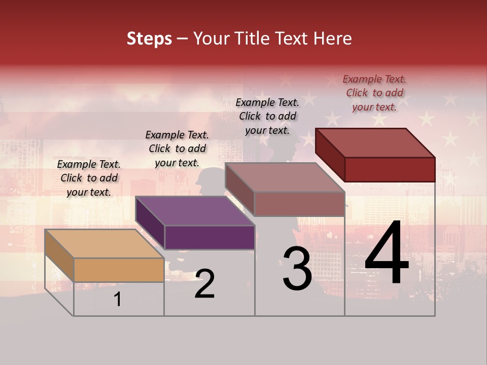 Two Soldiers With Guns In Front Of An American Flag PowerPoint Template