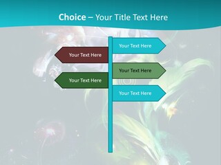 A Large Magic Flower Is Turned To The Right And A Little Flower Facing A Large Flower. Colourfully, Very Artistically And A Few Abstractly. PowerPoint Template