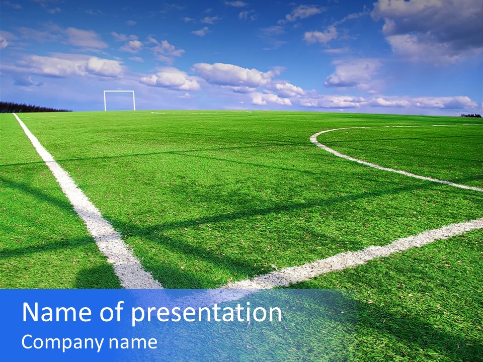 Football Field And Blue Sky PowerPoint Template