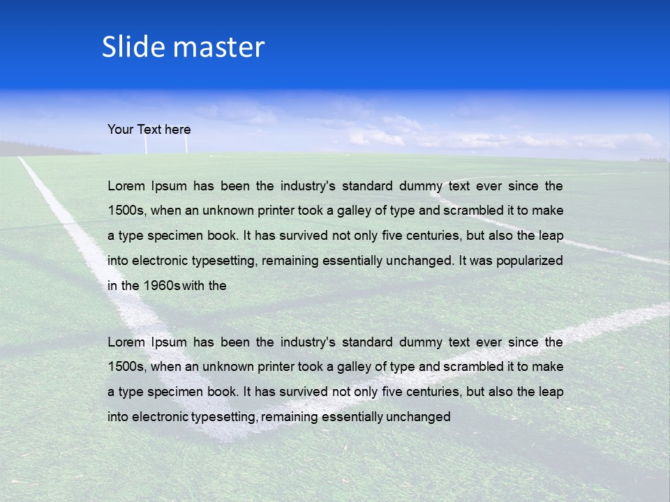 Football Field And Blue Sky PowerPoint Template