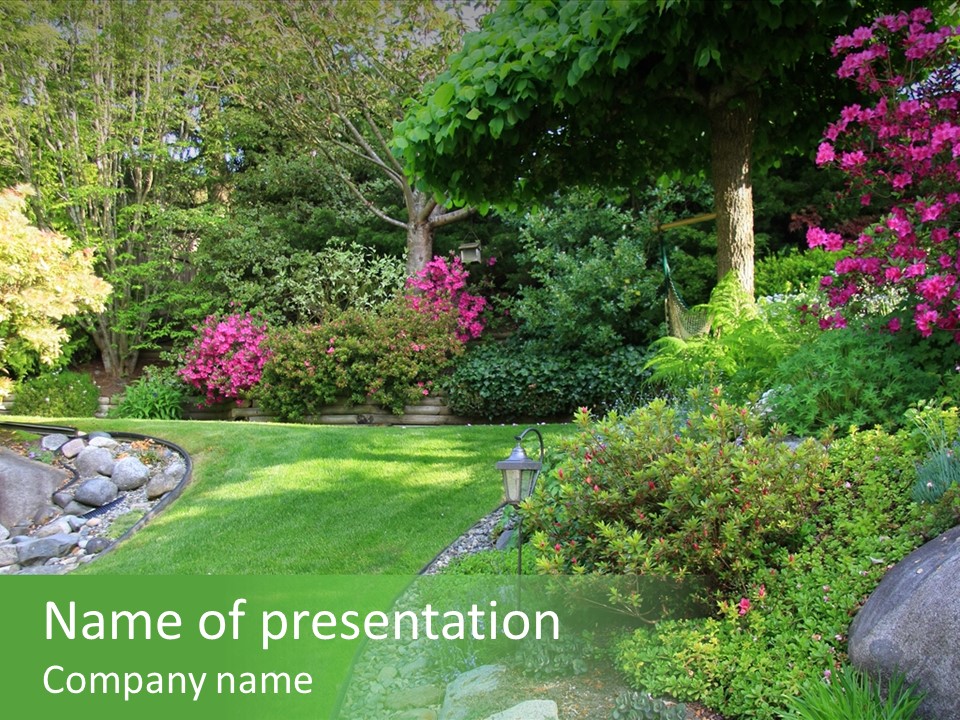 Beautiful Park Garden In Spring. PowerPoint Template