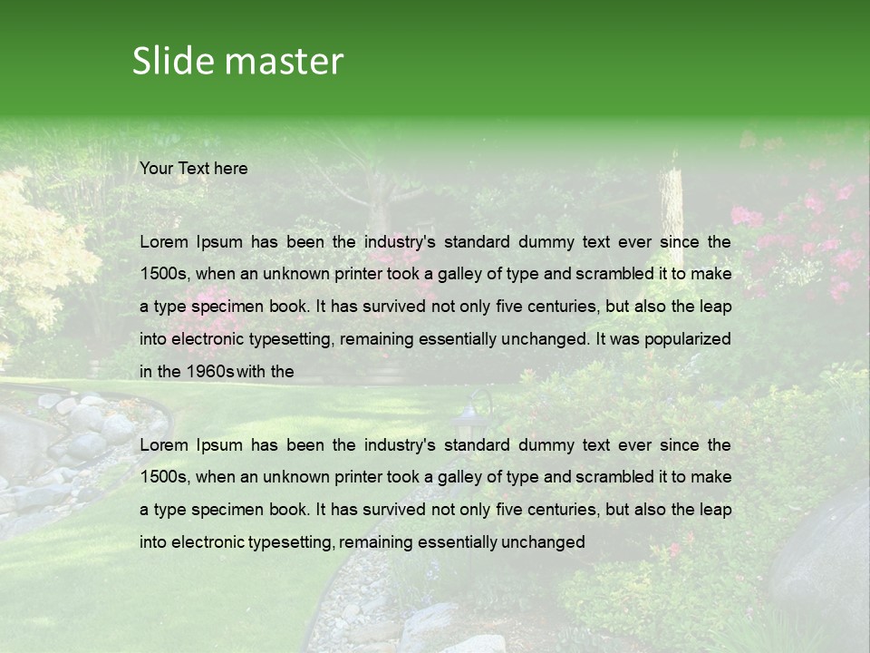 Beautiful Park Garden In Spring. PowerPoint Template