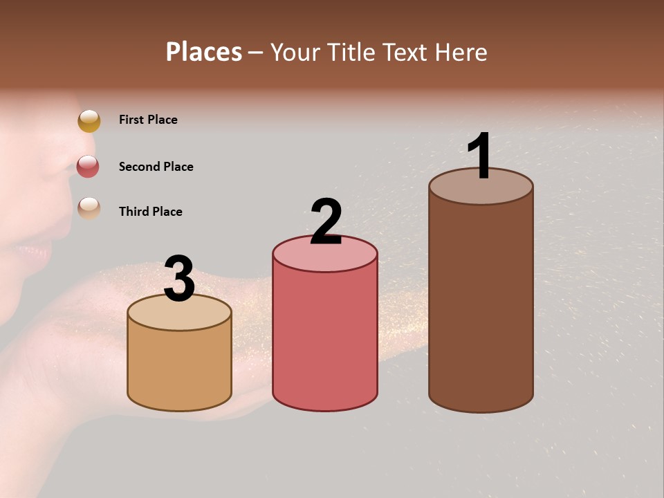 A Young Girl Holding Out Her Hand With Gold Glitter On It PowerPoint Template