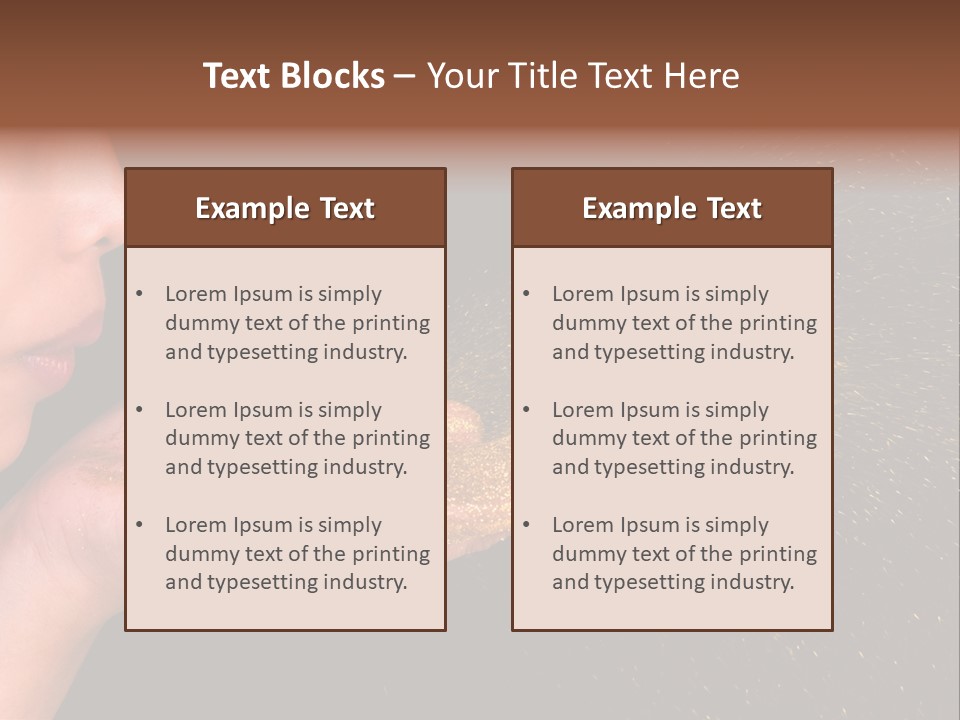 A Young Girl Holding Out Her Hand With Gold Glitter On It PowerPoint Template