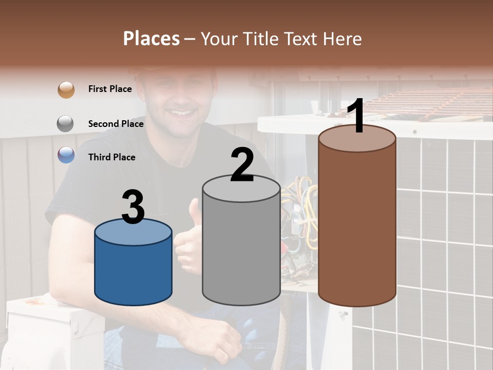 A Man Giving A Thumbs Up Next To An Air Conditioner PowerPoint Template