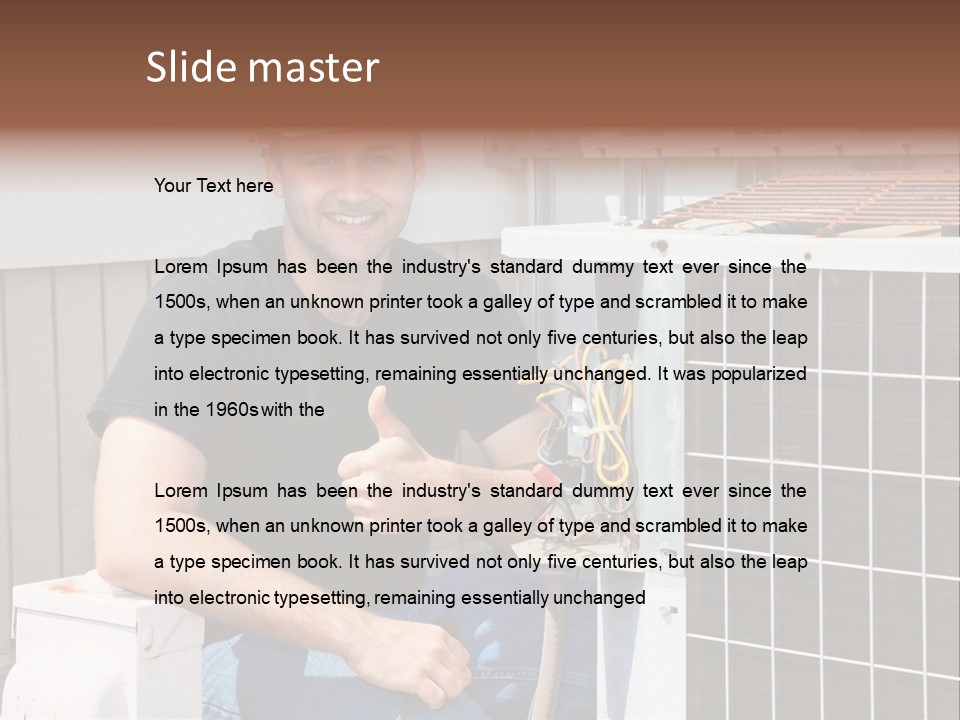 A Man Giving A Thumbs Up Next To An Air Conditioner PowerPoint Template