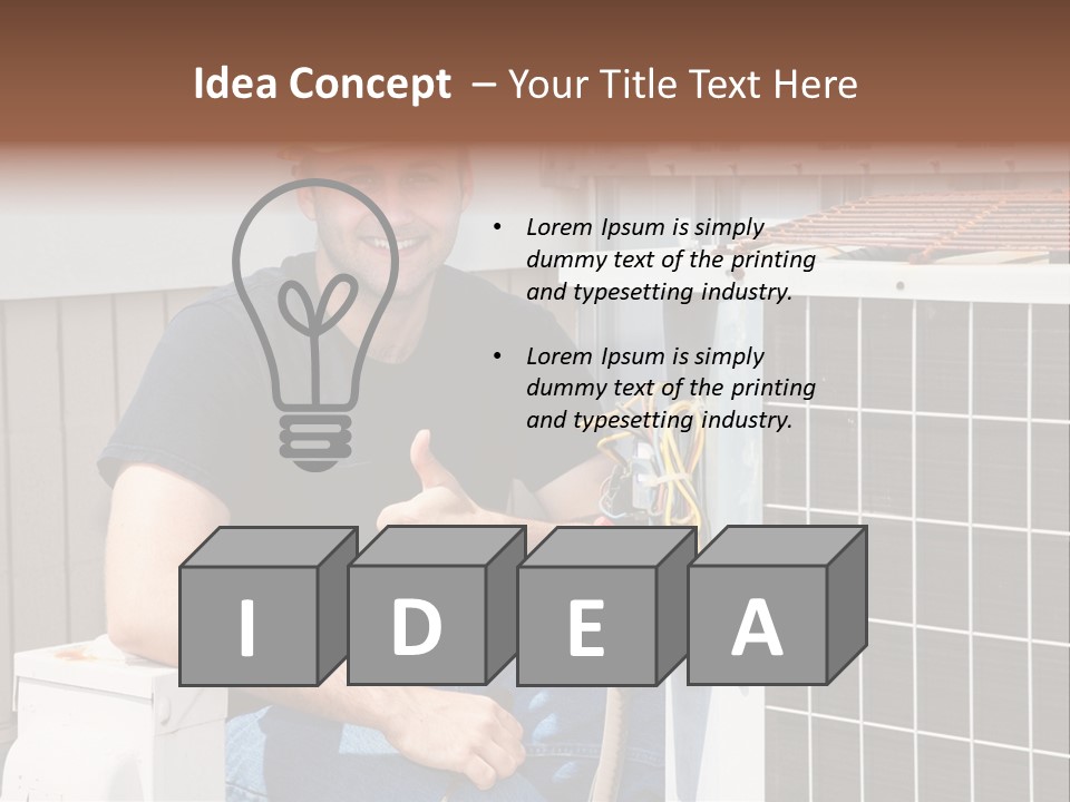 A Man Giving A Thumbs Up Next To An Air Conditioner PowerPoint Template