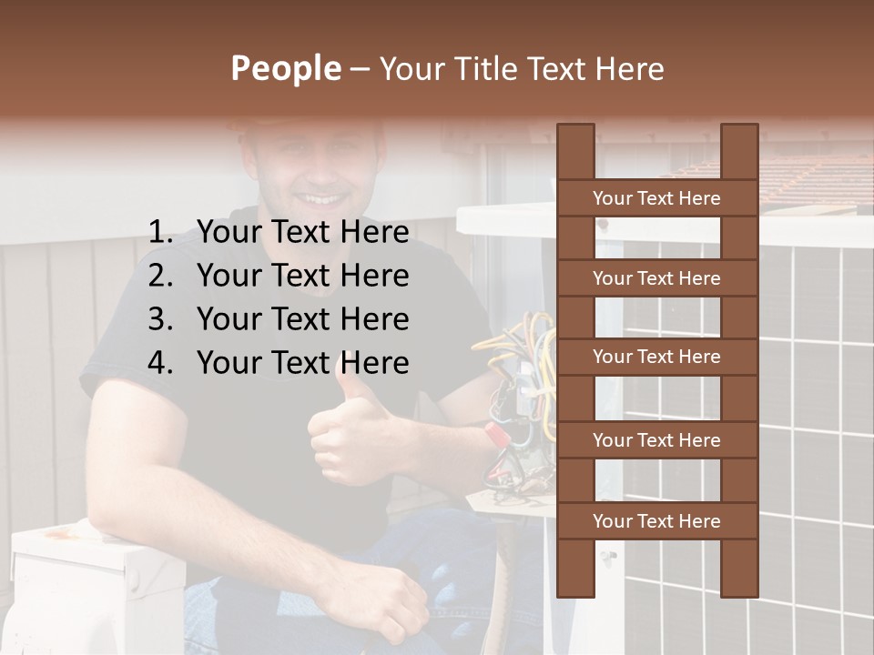 A Man Giving A Thumbs Up Next To An Air Conditioner PowerPoint Template