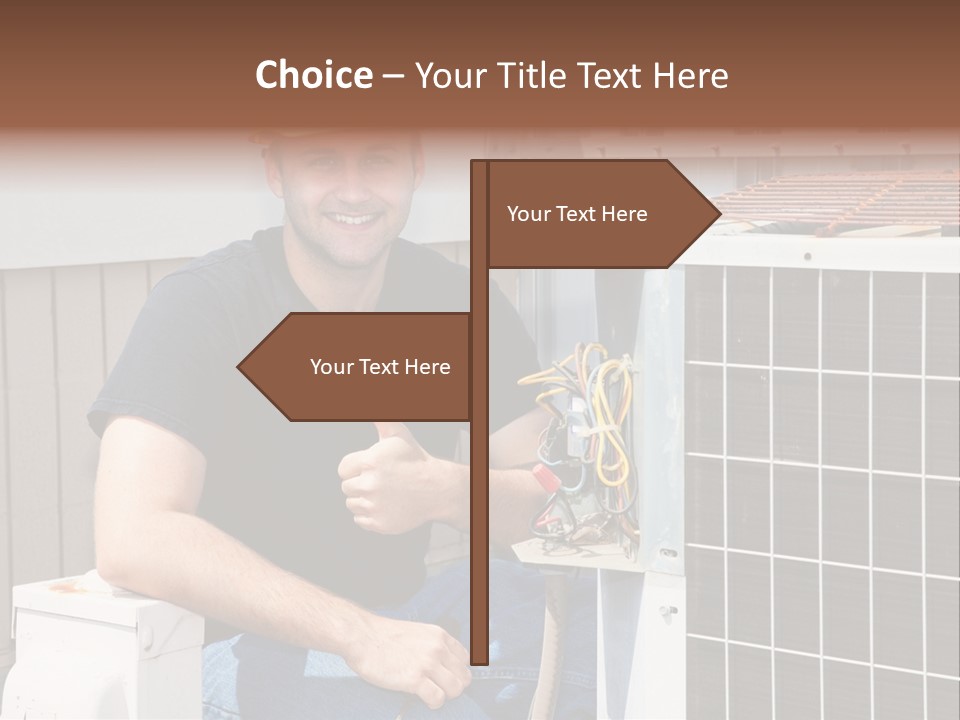 A Man Giving A Thumbs Up Next To An Air Conditioner PowerPoint Template