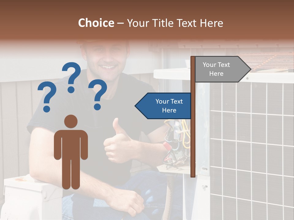 A Man Giving A Thumbs Up Next To An Air Conditioner PowerPoint Template