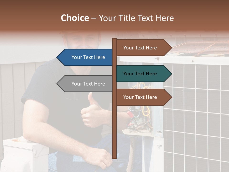 A Man Giving A Thumbs Up Next To An Air Conditioner PowerPoint Template