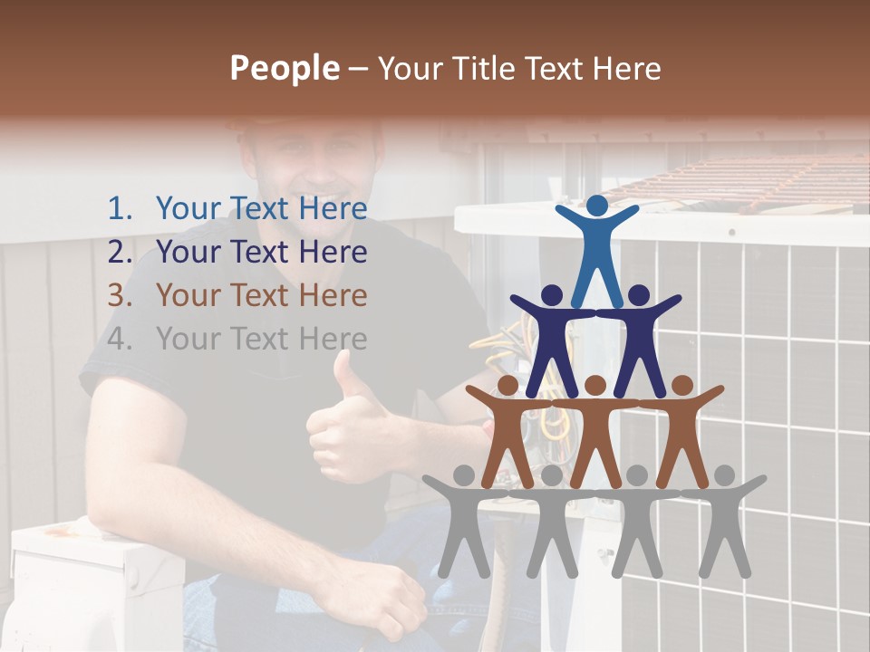 A Man Giving A Thumbs Up Next To An Air Conditioner PowerPoint Template