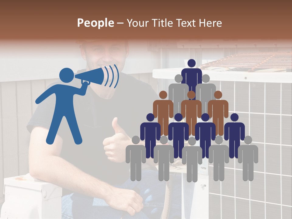 A Man Giving A Thumbs Up Next To An Air Conditioner PowerPoint Template