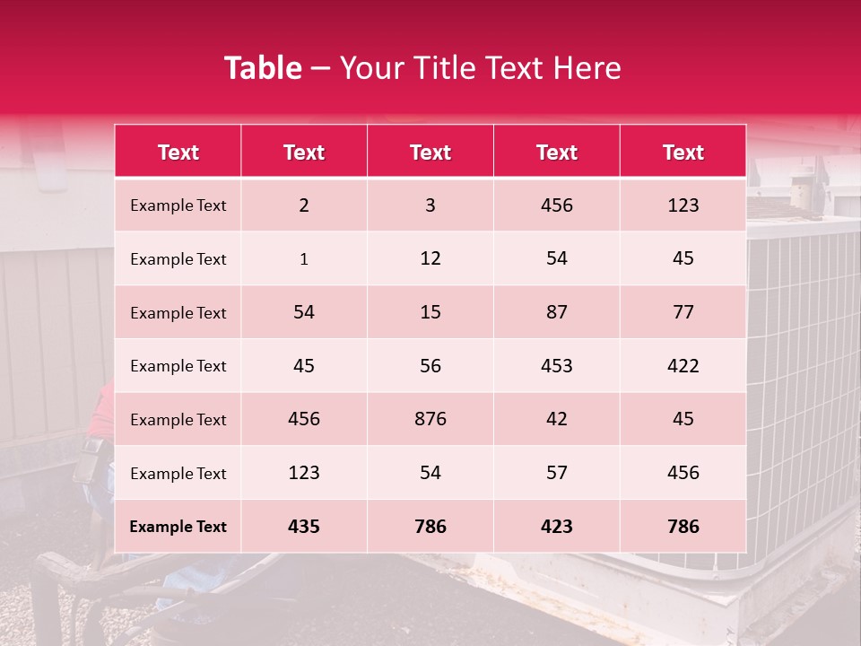 Two Workers On The Roof Of A Building Working On The Air Conditioning Unit. PowerPoint Template