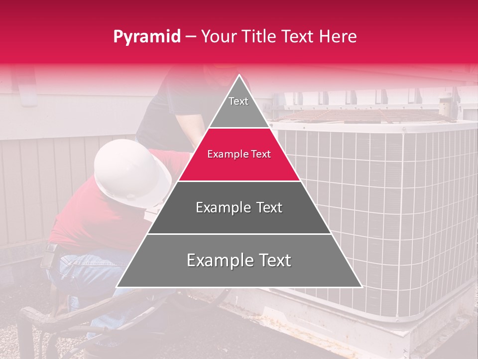 Two Workers On The Roof Of A Building Working On The Air Conditioning Unit. PowerPoint Template
