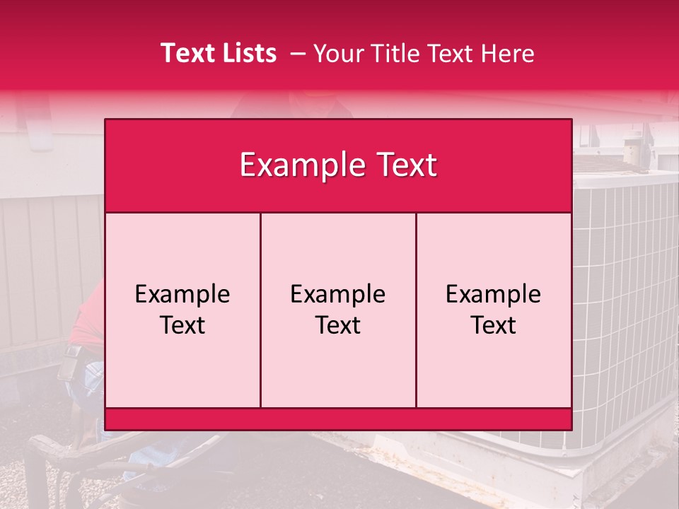 Two Workers On The Roof Of A Building Working On The Air Conditioning Unit. PowerPoint Template