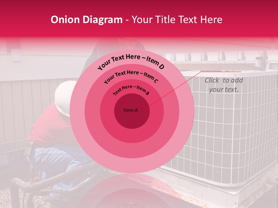 Two Workers On The Roof Of A Building Working On The Air Conditioning Unit. PowerPoint Template