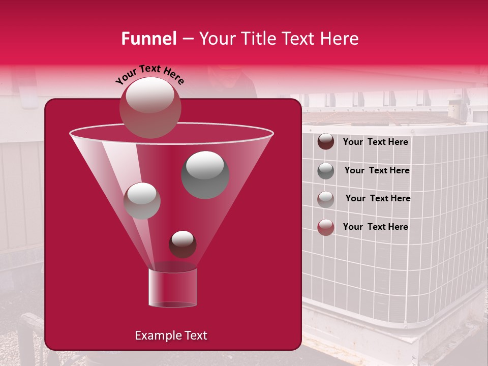 Two Workers On The Roof Of A Building Working On The Air Conditioning Unit. PowerPoint Template