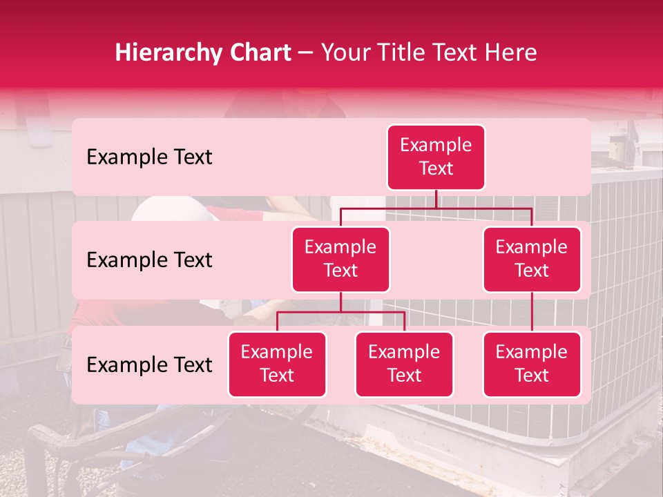 Two Workers On The Roof Of A Building Working On The Air Conditioning Unit. PowerPoint Template